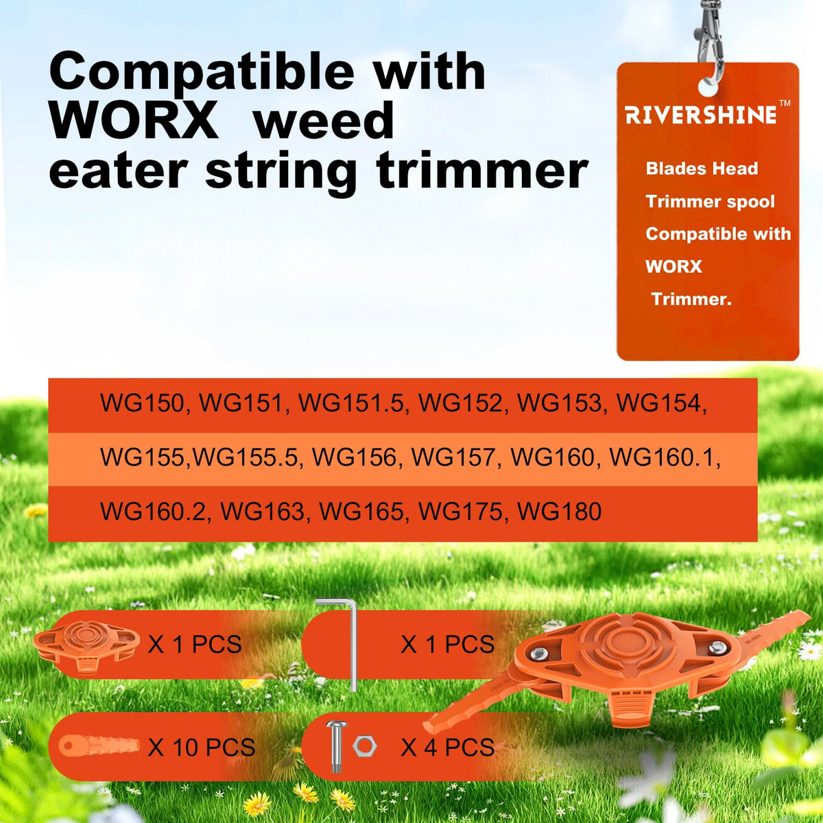 Rivershine polycarbonate blades pack for trimmer head with 10 blades
