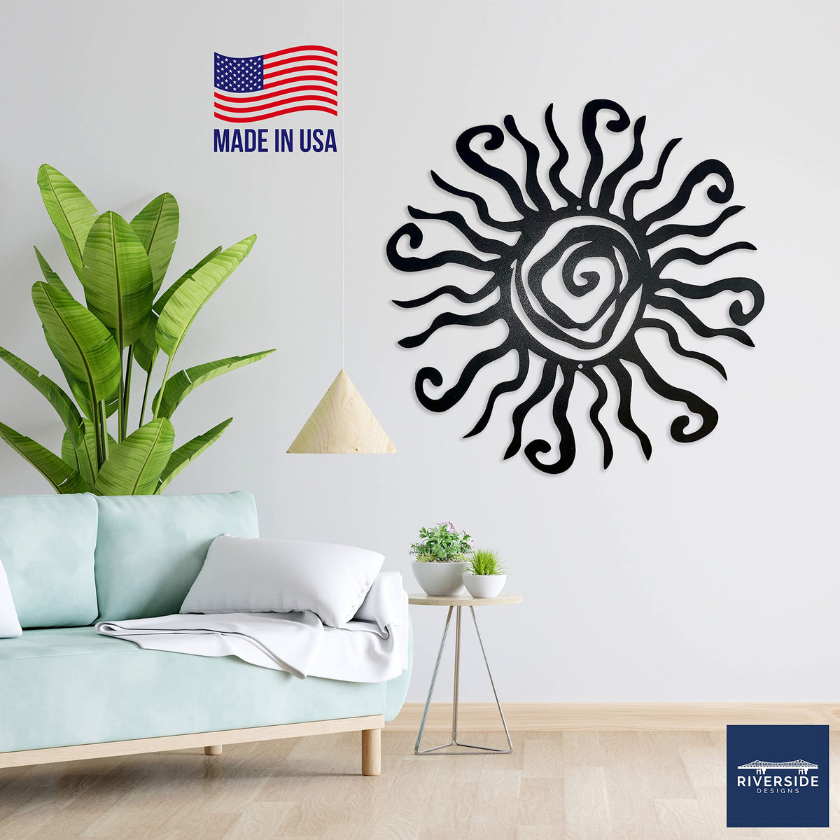 Riverside Designs Wacky Sun—18-inch sculpture complements modern or rustic decor.