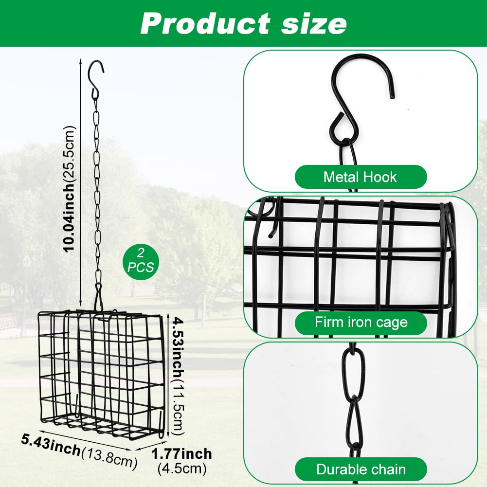 Rivonthex iron-mesh suet cage, rust-resistant for outdoor durability.