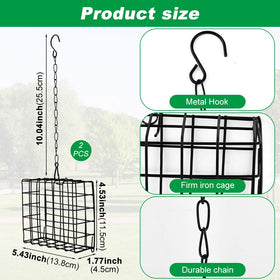 Rivonthex iron-mesh suet cage, rust-resistant for outdoor durability.
