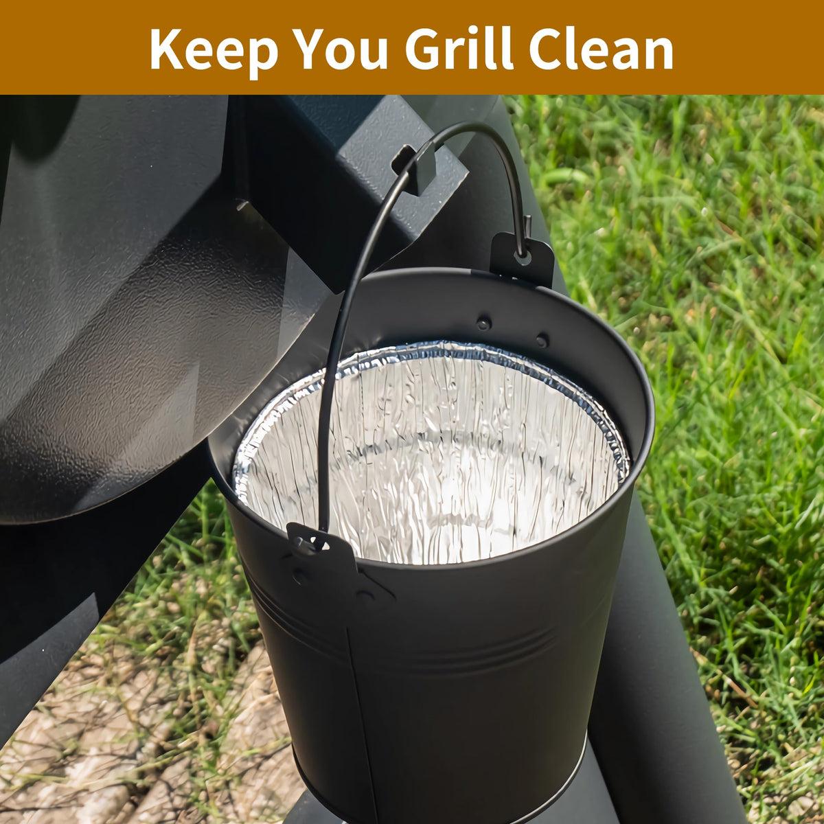 Rixordd grease bucket diameter-5-6-in compact capacity for extended BBQ sessions.