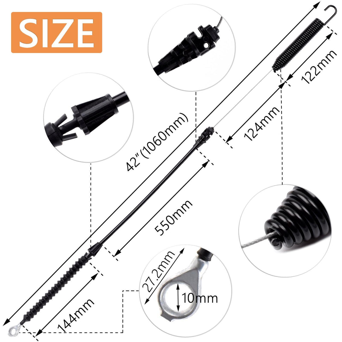 Riyitauto PVC sleeve protects cable from twists and wear.