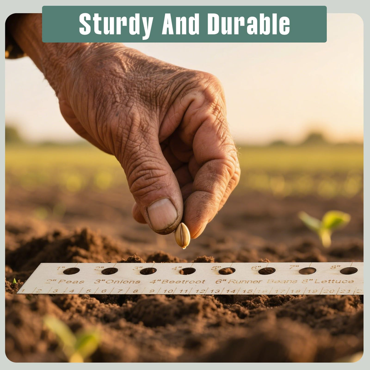RJLCTH seed spacers close-up wood stakes highlight durability