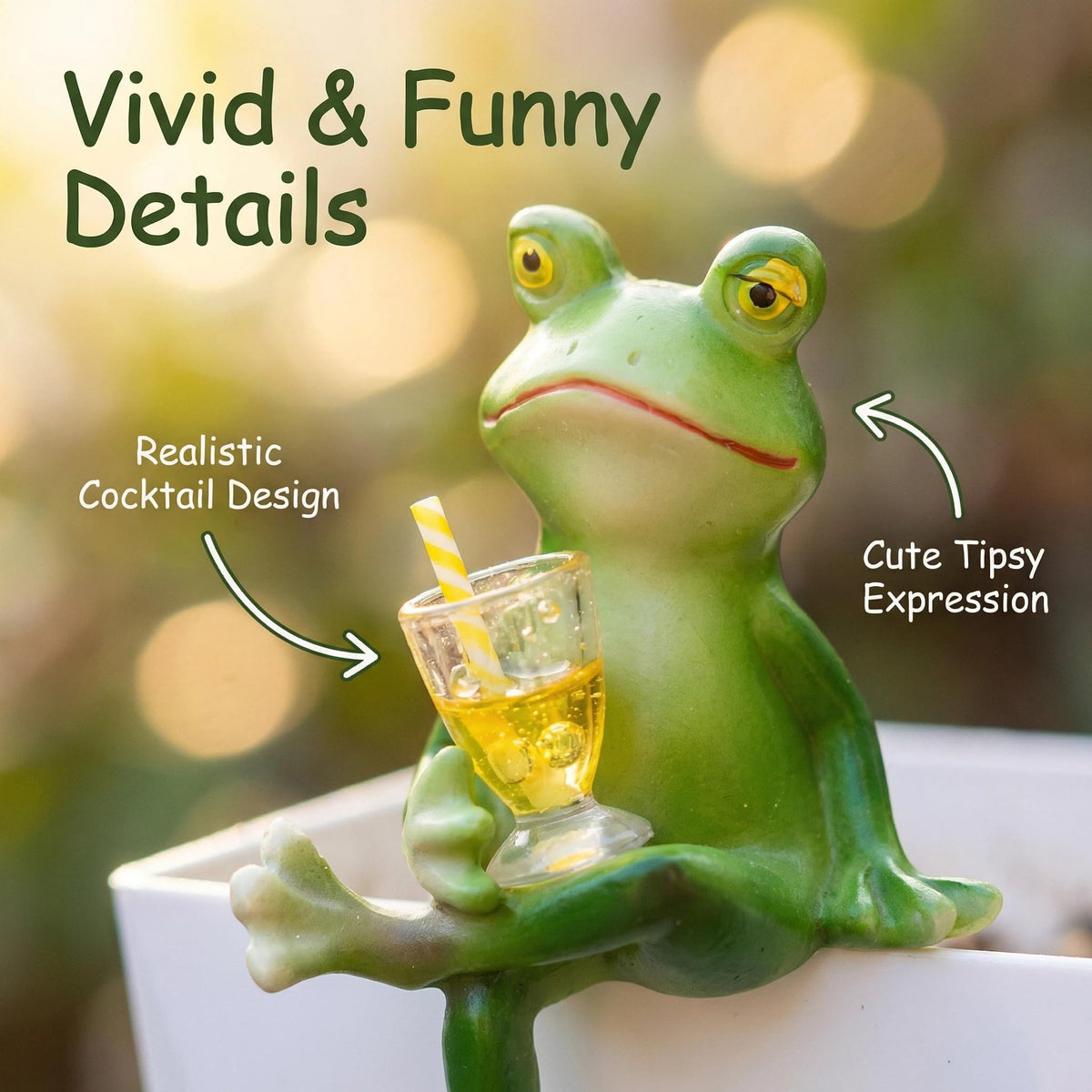 RJVZUKL Sherum Tipsy Frog 3-inch figurine made for outdoor use