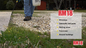 Before-after RM18 results on a weed-filled lawn.