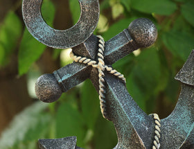 Indoor-outdoor anchor statue suitable for patio, desk, or mantel.