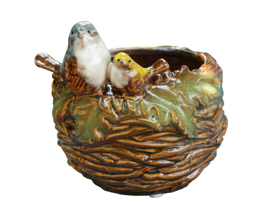 Rmdusk ceramic bird nest succulent planter adds natural charm to shelves