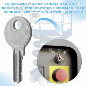 RMSPO Genie GS-series ignition key in use on a worksite