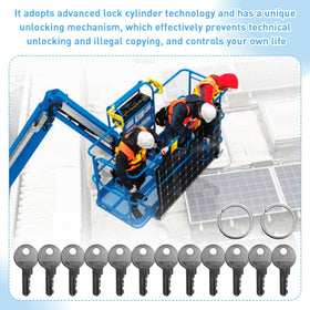 RMSPO universal lift key supports Genie, Skyjack, and Terex models for quick swaps
