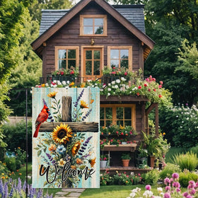 RMXJKIIU cardinal bird centerpiece flag enhances curb appeal