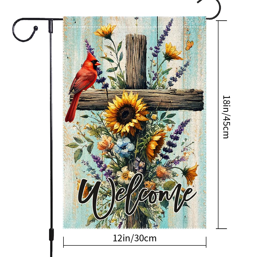 RMXJKIIU cross and floral motif flag adds nature inspired charm