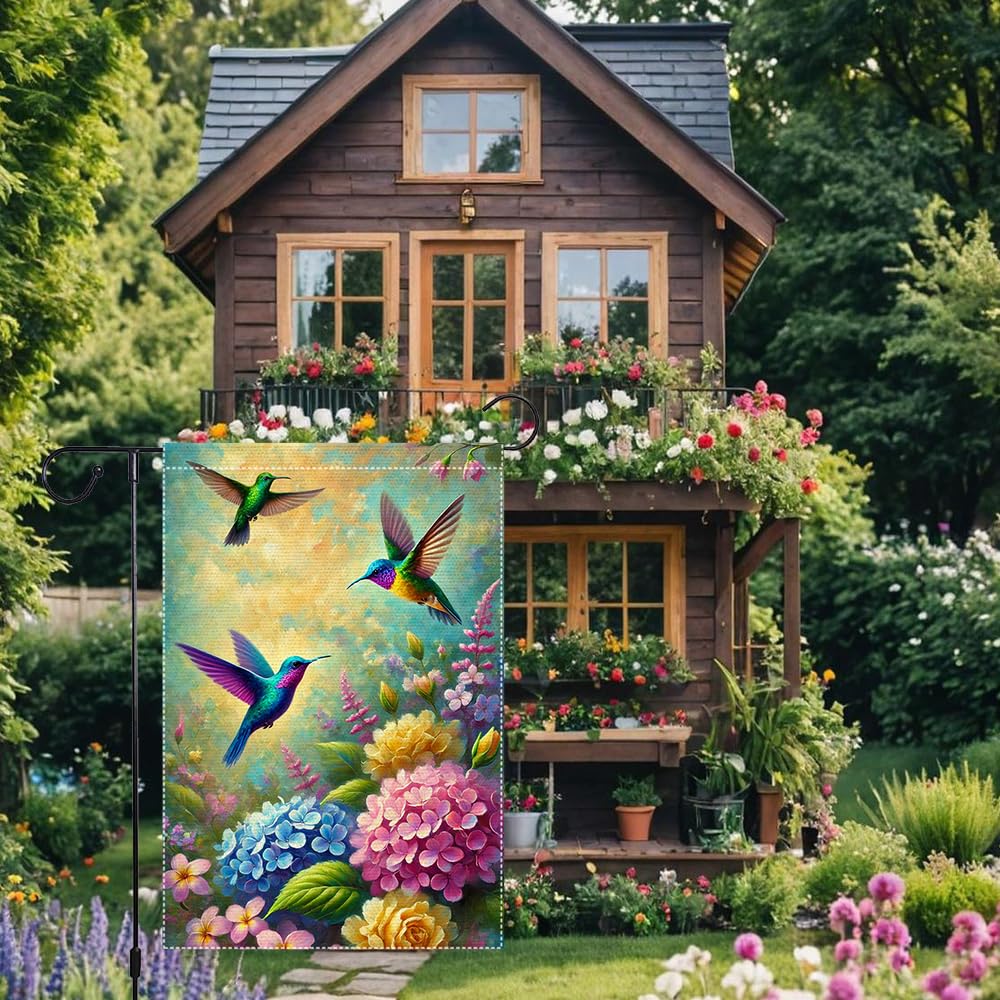 RMXJKIIU Double-sided garden flag for easy viewing from multiple angles.