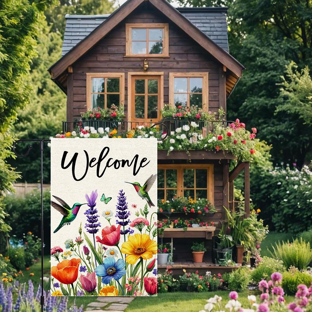 RMXJKIIU garden flag with top sleeve offers easy hanging on standard stands.