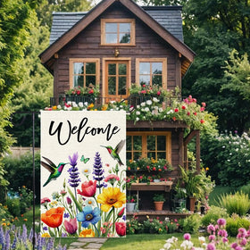 RMXJKIIU garden flag with top sleeve offers easy hanging on standard stands.