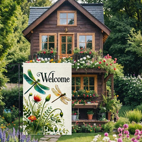 RMXJKIIU Hello Spring flag brightens outdoor spaces with spring colors.