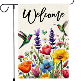 RMXJKIIU hummingbird garden flag with spring flowers adds vibrant curb appeal.