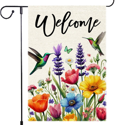 RMXJKIIU hummingbird garden flag with spring flowers adds vibrant curb appeal.