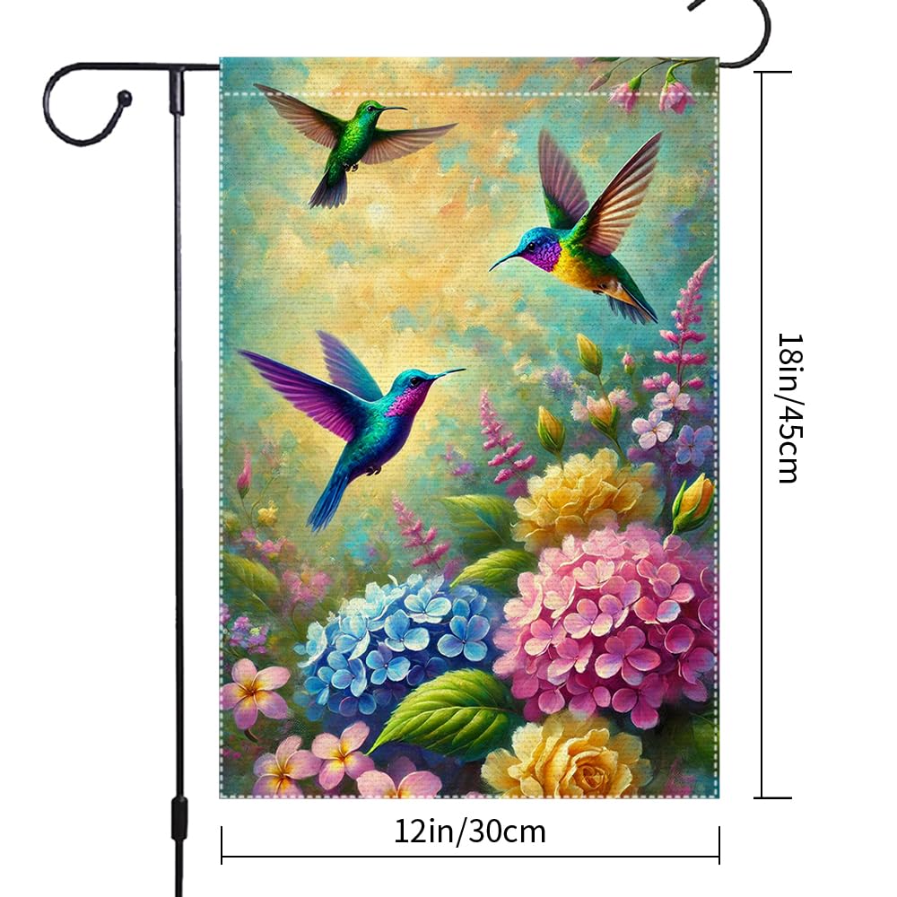 RMXJKIIU Hello Spring flag features soft blue and yellow gradient background for warm garden ambiance.