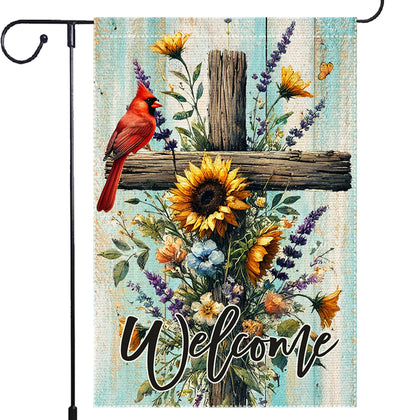 RMXJKIIU spring cardinal garden flag with vibrant flowers for outdoor welcome