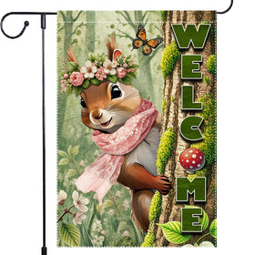 RMXJKIIU garden flag front view shows durable two-layer burlap with fade-resistant outdoor print.