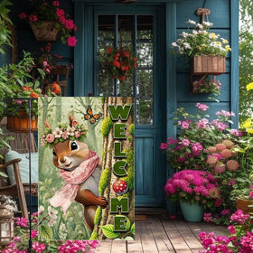 RMXJKIIU garden-flag in use on stand highlights versatile outdoor mounting.