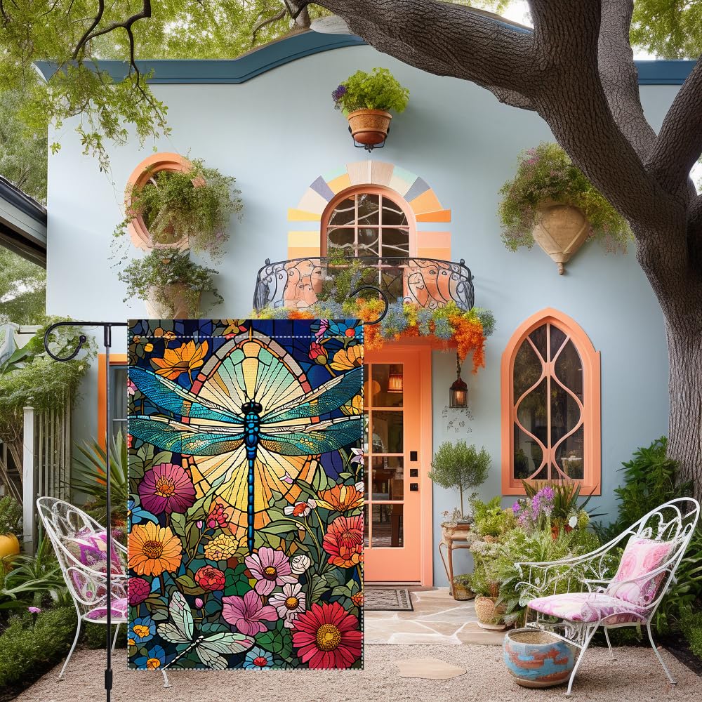 RMXJKIIU garden flag floral background adds springtime color
