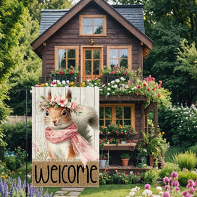 RMXJKIIU Squirrel wreath detail adds spring charm to your garden.
