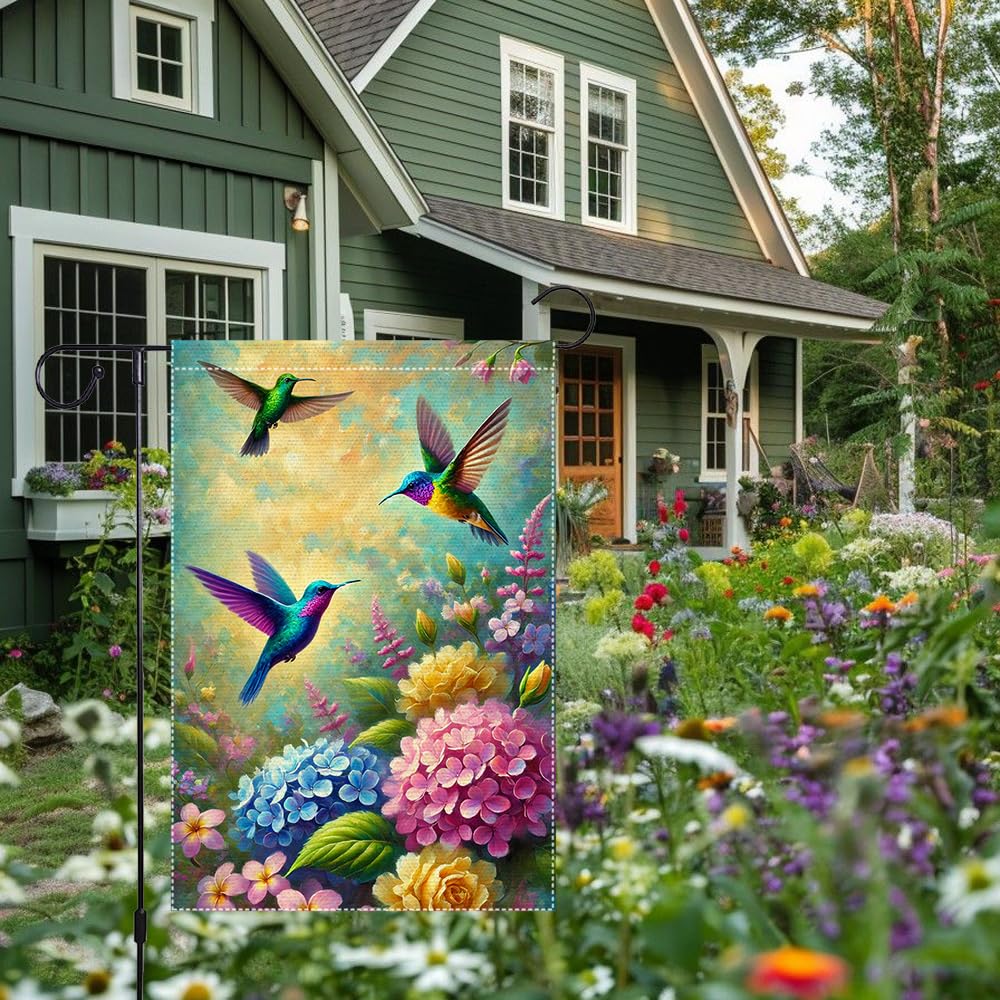 RMXJKIIU Hello Spring flag offers vibrant colors to brighten sidewalks and lawns.