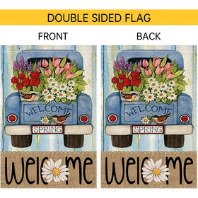 RMXJKIIU Welcome Spring flag ideal for vertical outdoor decor.