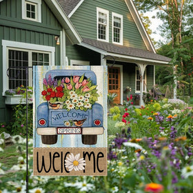 RMXJKIIU Welcome Spring flag suitable for garden gates and patios.