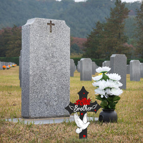 12x7.5 inch Rngmsi cross stake creates a tasteful memorial focal point