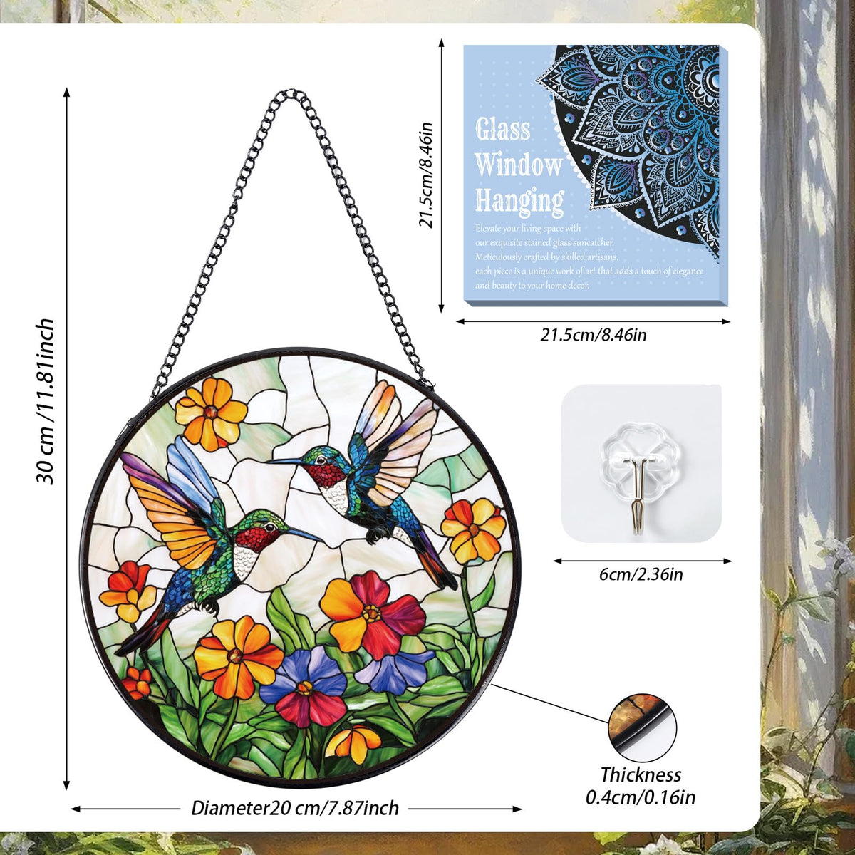 Rngmsi 7-8-inch sun catcher window display reflects light beautifully.