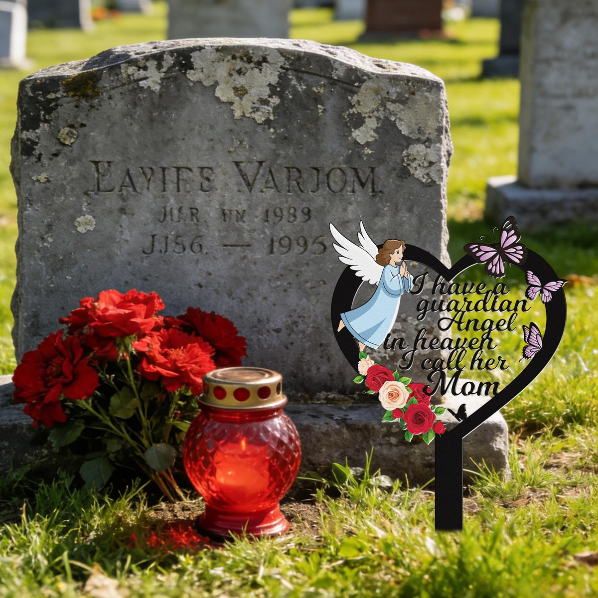 Rngmsi angel and floral memorial design enhances outdoor remembrance spaces.