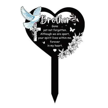 Rngmsi brother grave stake featuring heart, dove and lilies for outdoor remembrance.