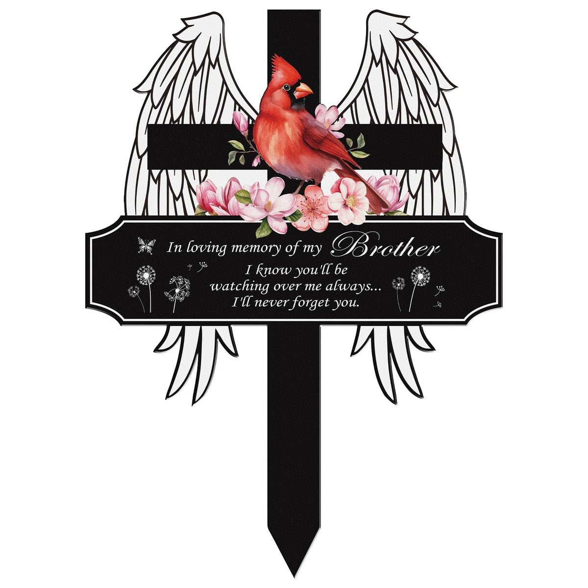 Rngmsi brother memorial plaque with cross and wings for graveside display
