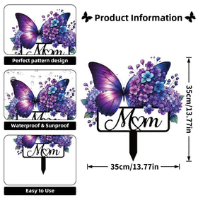 Rngmsi butterfly floral embossed memorial plate for dignified grave remembrance