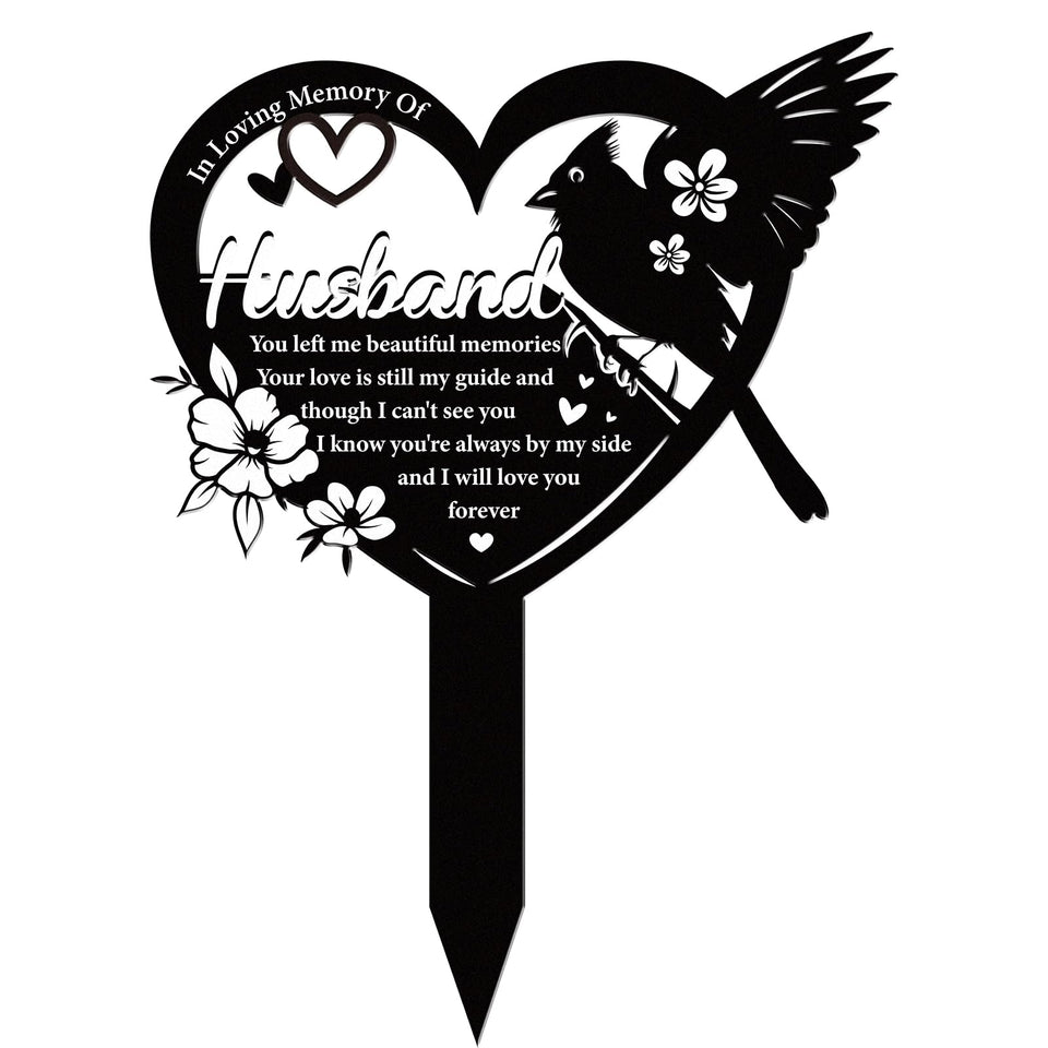 Rngmsi Cardinal Husband Grave Marker design with wings spread for lasting outdoor remembrance