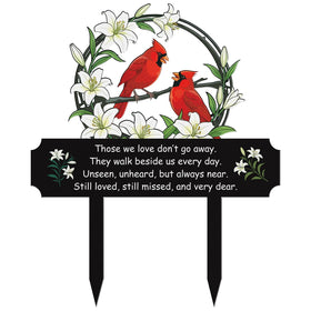 Rngmsi cardinal grave decor stake with lily wreath for outdoor memorials.