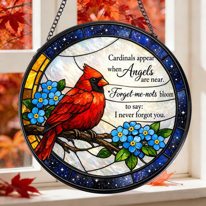 Rngmsi Cardinal stained glass window hanging captures sunlight with vibrant color