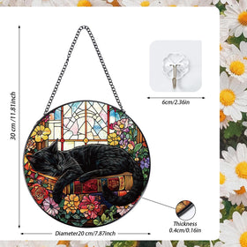 Rngmsi cat and flower sun catcher adds cozy, decorative glow indoors.