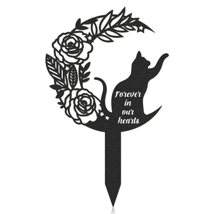 Rngmsi cat memorial garden stake with flowers for lasting remembrance.