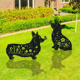 Rngmsi lawn decor corgi silhouette stake adds playful charm to yard