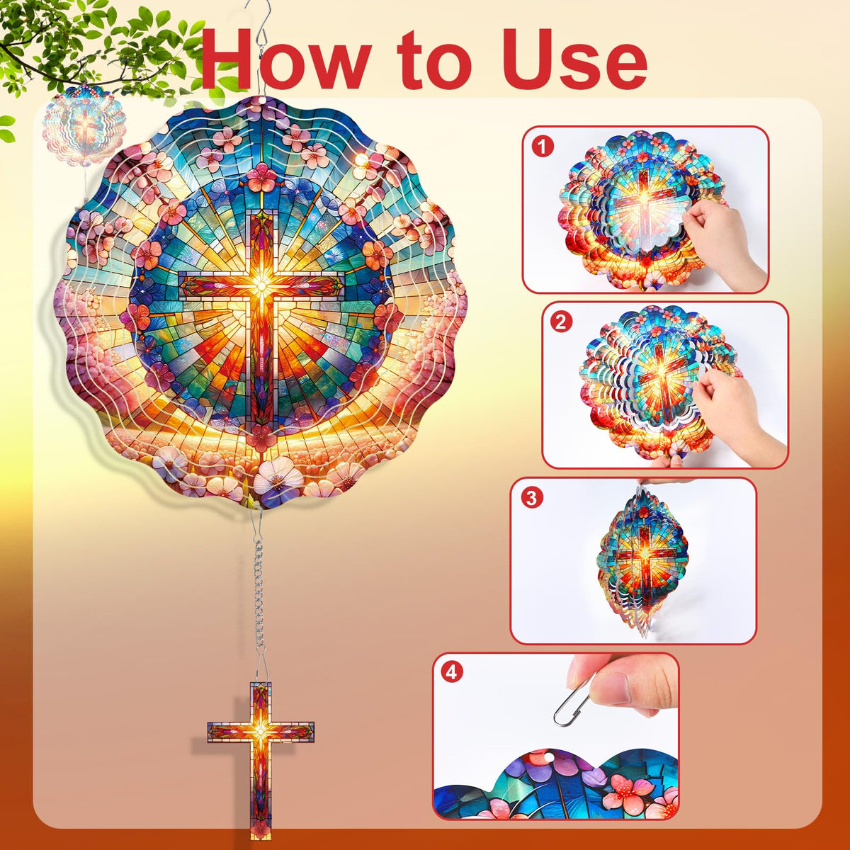 Rngmsi Cross Wind Spinner side angle highlighting easy hanging and outdoor installation