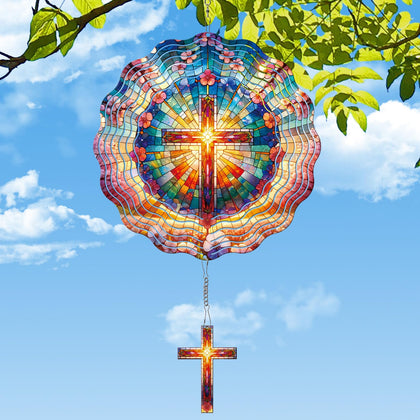 Rngmsi Cross Wind Spinner cross 3D metal yard decor in motion for outdoor charm