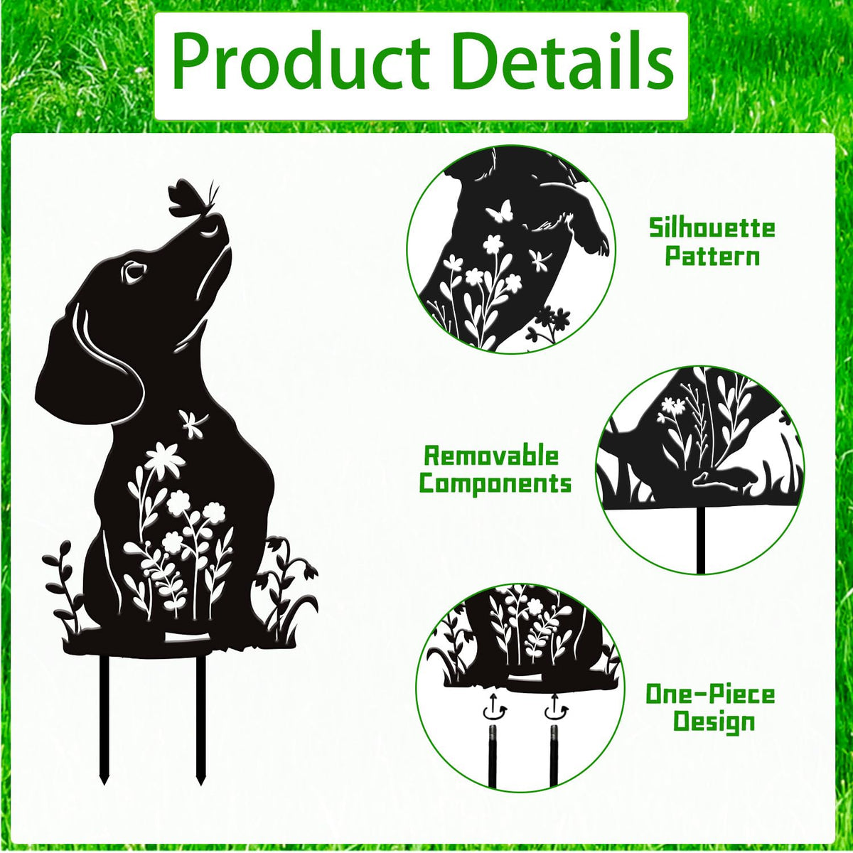 Rngmsi dachshund silhouette group pack stake set for borders