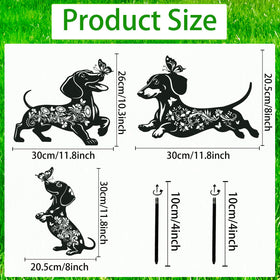 Rngmsi dachshund silhouette stake with flowers improves outdoor display