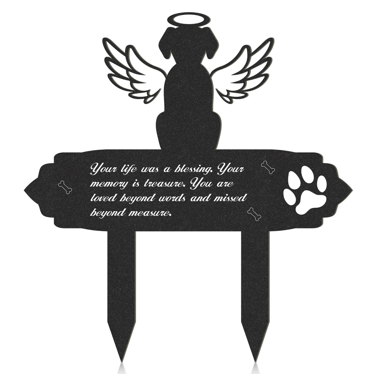 Rngmsi dog cemetery decoration with angel wings stake enhances memorial display.