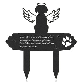 Rngmsi dog cemetery decoration with angel wings stake enhances memorial display.