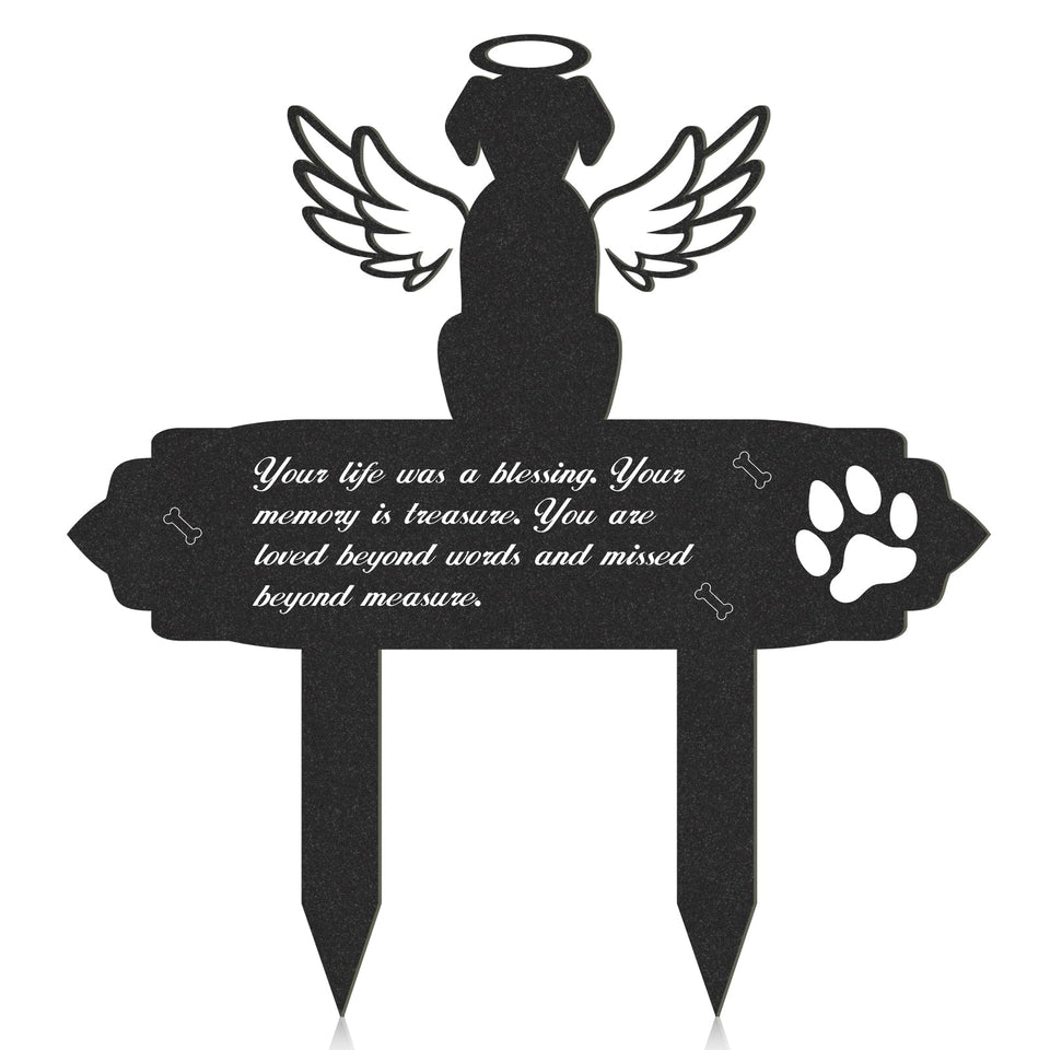 Rngmsi dog cemetery decoration with angel wings stake enhances memorial display.