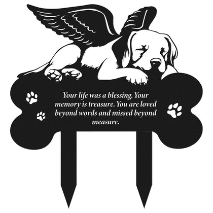 Rngmsi dog grave marker with angel wings for a durable outdoor memorial.